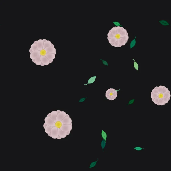 Flores Abstractas Con Hojas Verdes Patrón Sin Costura Ilustración Vectorial — Vector de stock