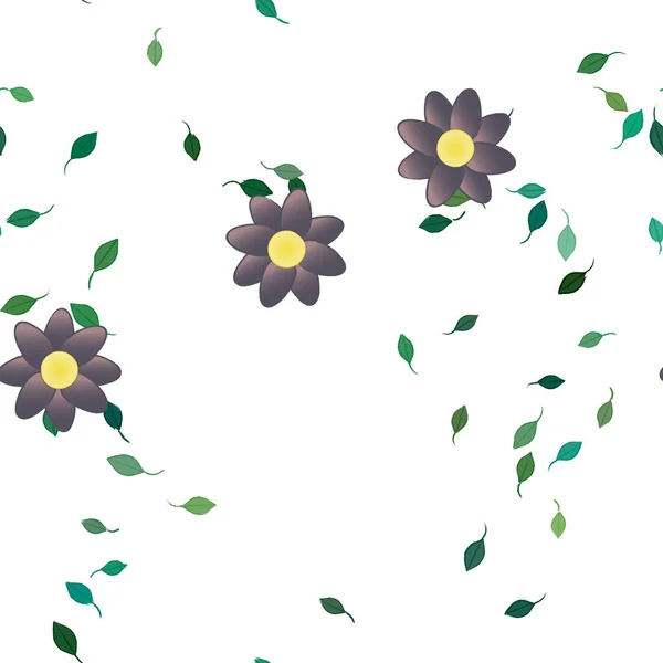 Blumen Mit Blättern Nahtloser Hintergrund Vektorillustration — Stockvektor