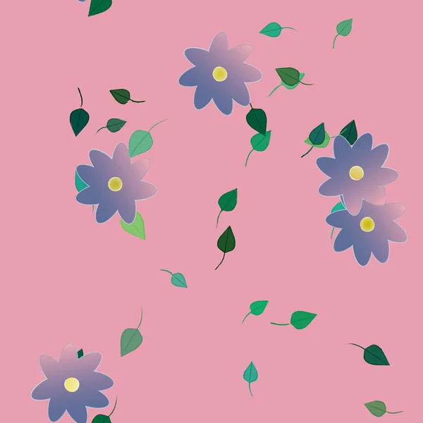 Flores Com Folhas Sem Costura Fundo Ilustração Vetorial — Vetor de Stock