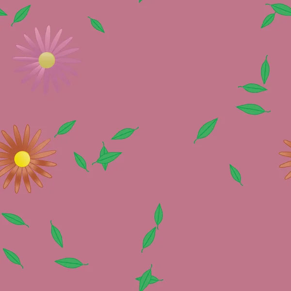 Flores Com Folhas Sem Costura Fundo Ilustração Vetorial —  Vetores de Stock