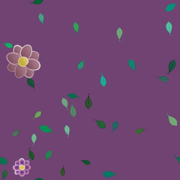 Flores Con Hojas Fondo Sin Costuras Ilustración Vectorial — Vector de stock