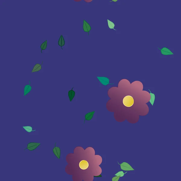 Flores Con Hojas Fondo Sin Costuras Ilustración Vectorial — Vector de stock