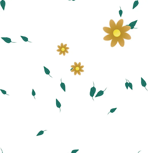 Flores Abstractas Con Hojas Verdes Patrón Sin Costura Ilustración Vectorial — Vector de stock