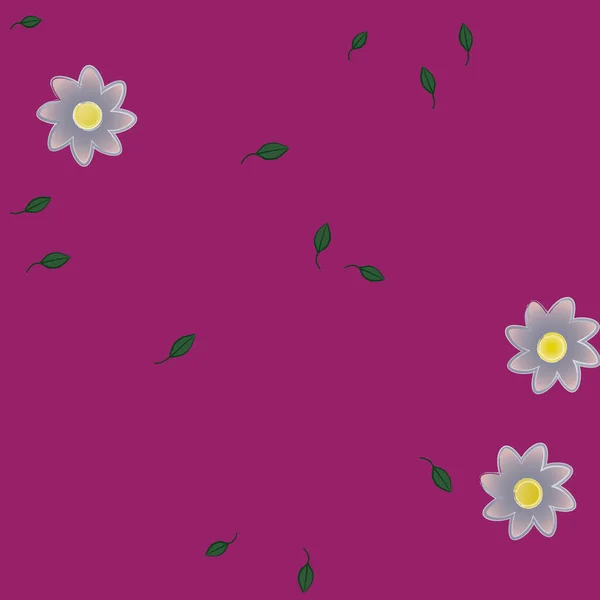 Flores Con Hojas Fondo Sin Costuras Ilustración Vectorial — Vector de stock