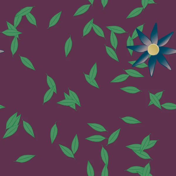 Flores Abstratas Com Folhas Verdes Sem Costura Padrão Ilustração Vetorial — Vetor de Stock
