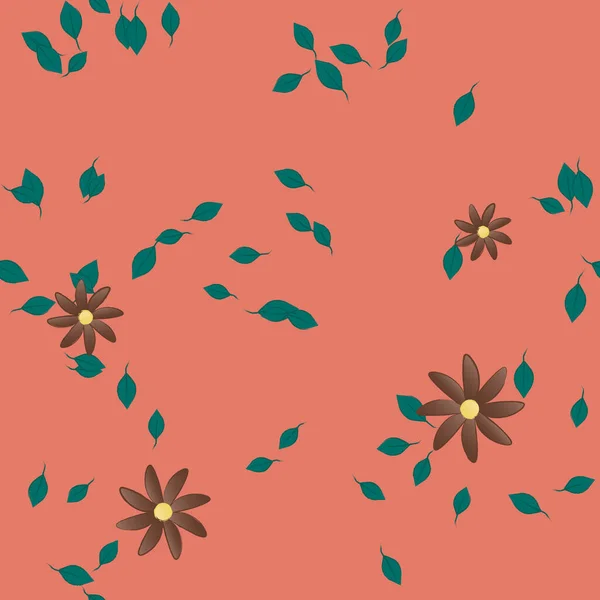 Flowers Leaves Seamless Background Vector Illustration — Stock Vector