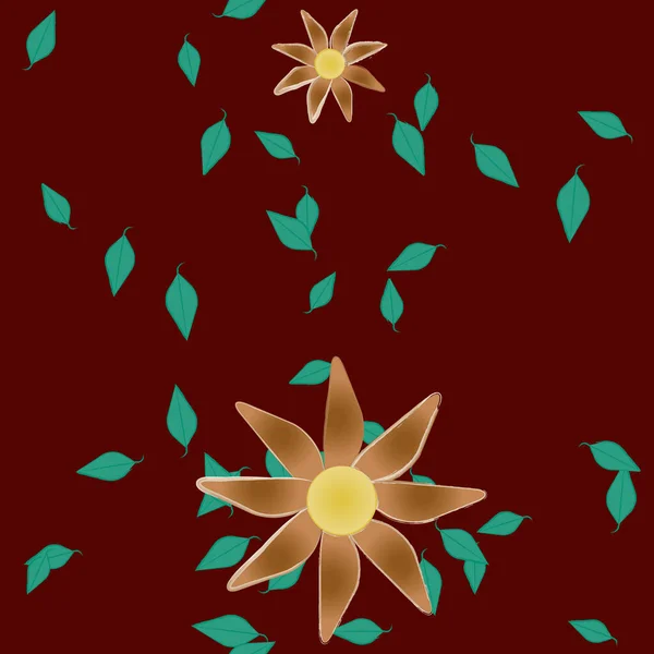 Flores Con Hojas Fondo Sin Costuras Ilustración Vectorial — Vector de stock