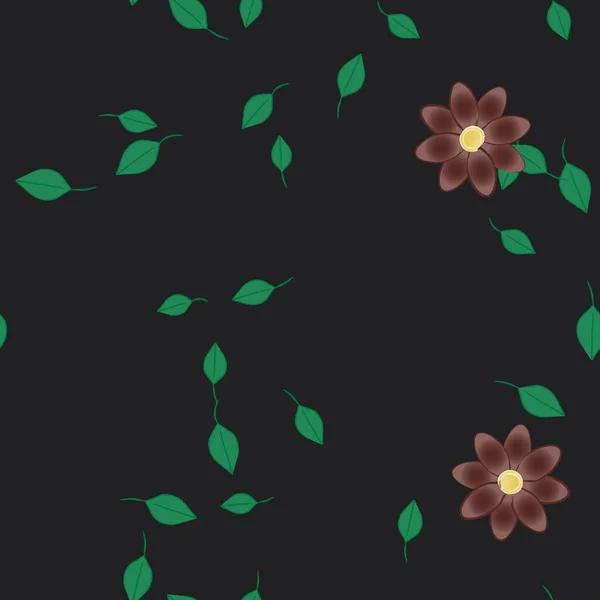 Fleurs Avec Feuilles Fond Sans Couture Illustration Vectorielle — Image vectorielle