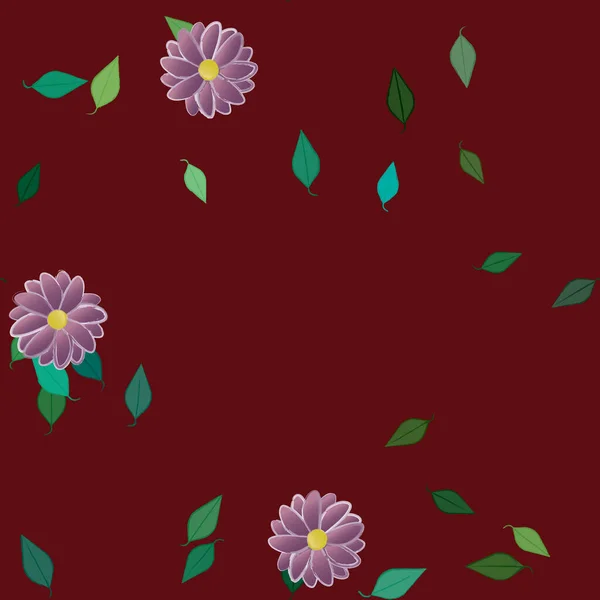 Flores Con Hojas Fondo Sin Costuras Ilustración Vectorial — Vector de stock