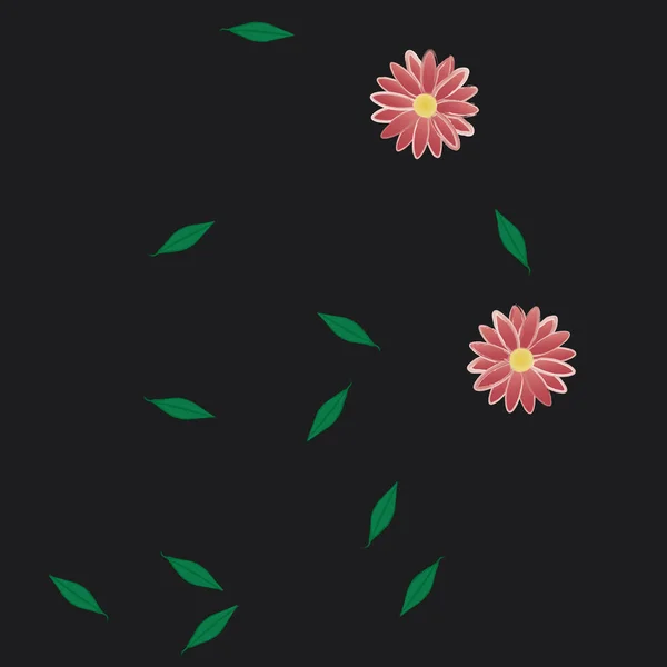 Flores Con Hojas Fondo Sin Costuras Ilustración Vectorial — Vector de stock