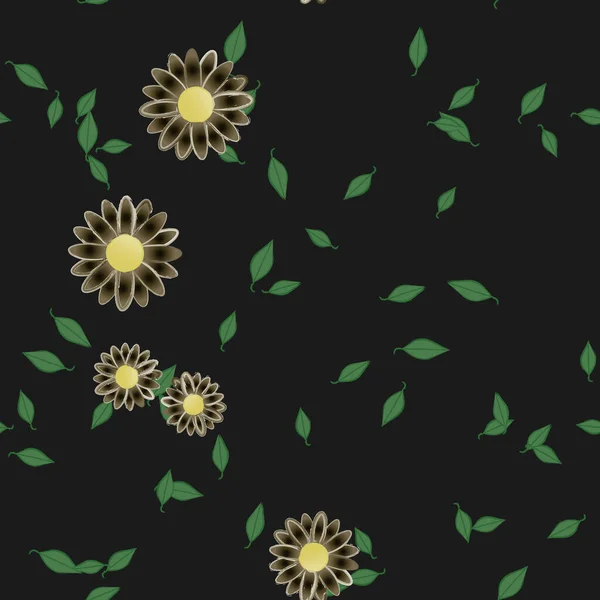 Квіти Листям Безшовний Фон Векторні Ілюстрації — стоковий вектор