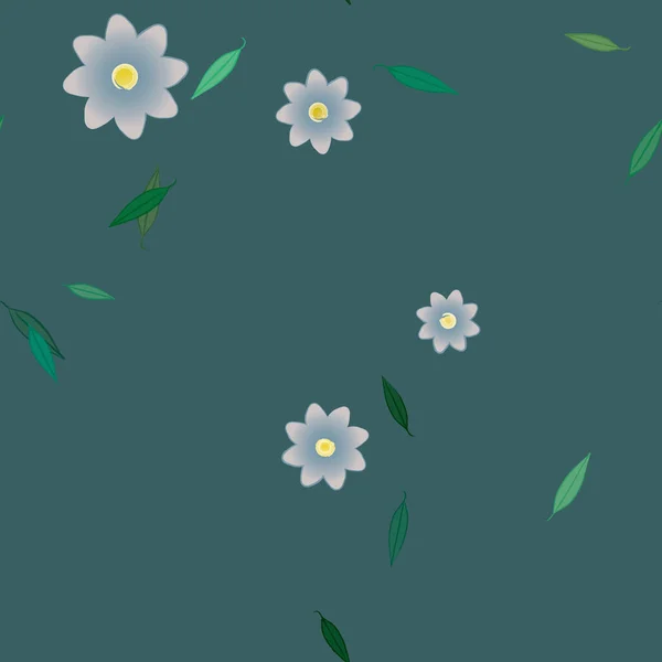 Fiori Astratti Con Foglie Verdi Modello Senza Soluzione Continuità Illustrazione — Vettoriale Stock