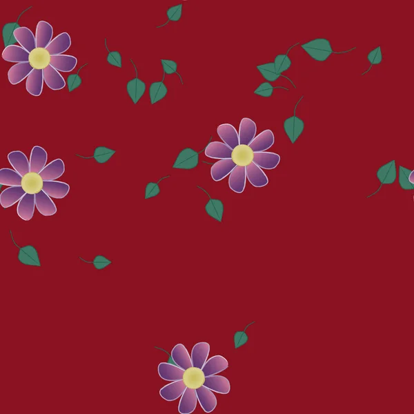 Flores Abstractas Con Hojas Verdes Patrón Sin Costura Ilustración Vectorial — Vector de stock