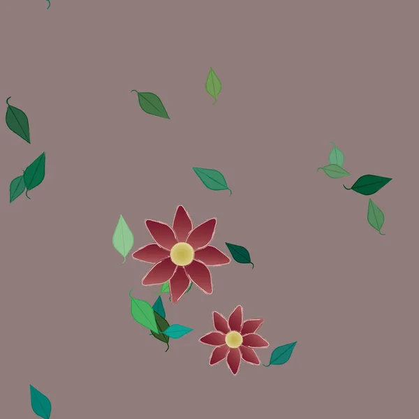 Fleurs Avec Feuilles Fond Sans Couture Illustration Vectorielle — Image vectorielle