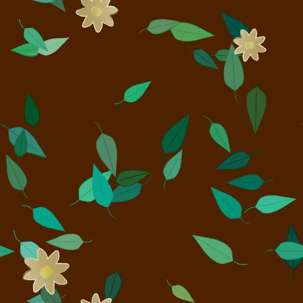 Fleurs Avec Feuilles Fond Sans Couture Illustration Vectorielle — Image vectorielle