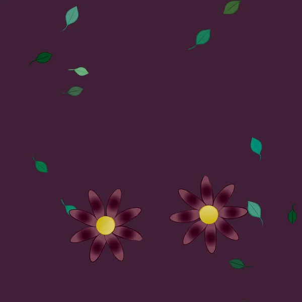 Flores Abstractas Con Hojas Verdes Patrón Sin Costura Ilustración Vectorial — Vector de stock