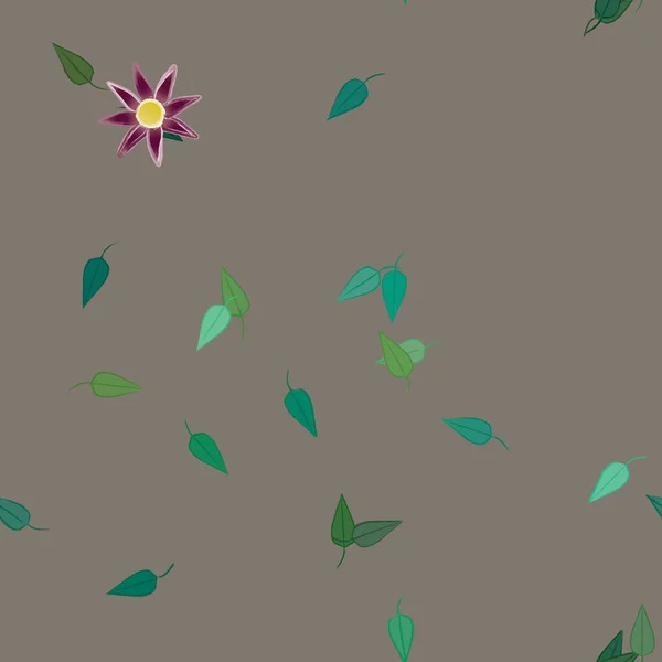 Fleurs Avec Feuilles Fond Sans Couture Illustration Vectorielle — Image vectorielle