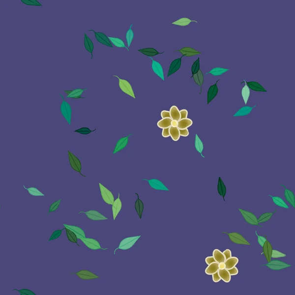 Fleurs Avec Feuilles Fond Sans Couture Illustration Vectorielle — Image vectorielle