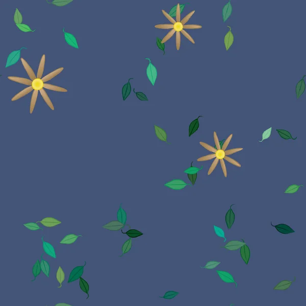 Fleurs Avec Feuilles Fond Sans Couture Illustration Vectorielle — Image vectorielle