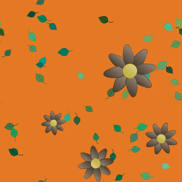 Flores Con Hojas Fondo Sin Costuras Ilustración Vectorial — Archivo Imágenes Vectoriales