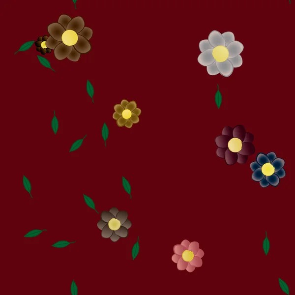 Λουλούδια Φύλλα Χωρίς Ραφή Φόντο Διανυσματική Απεικόνιση — Διανυσματικό Αρχείο