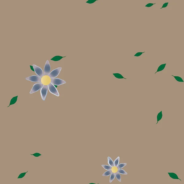 Fleurs Abstraites Avec Des Feuilles Vertes Motif Sans Couture Illustration — Image vectorielle