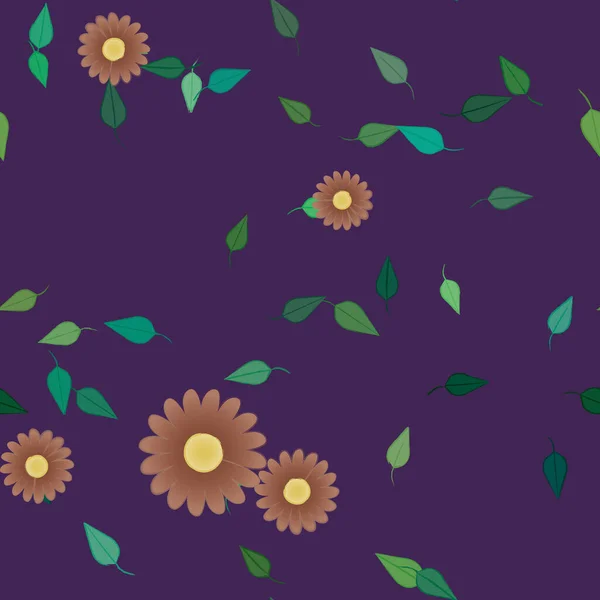 Flores Con Hojas Fondo Sin Costuras Ilustración Vectorial — Vector de stock