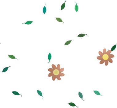 Yeşil yapraklı soyut çiçekler pürüzsüz desen, vektör çizimi