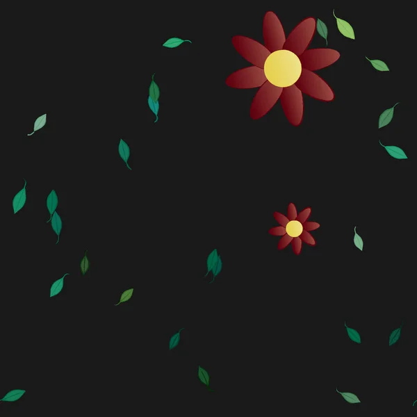 Flores Con Hojas Fondo Sin Costuras Ilustración Vectorial — Vector de stock