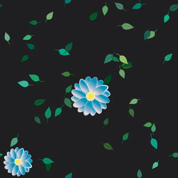 Flores Con Hojas Fondo Sin Costuras Ilustración Vectorial — Vector de stock