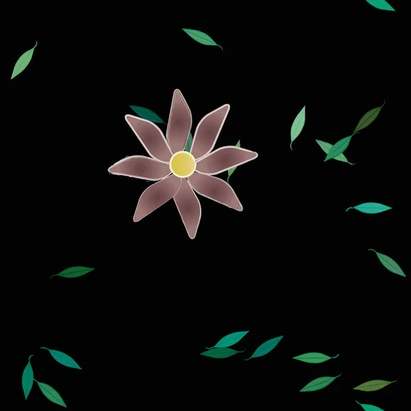 Flores Con Hojas Fondo Sin Costuras Ilustración Vectorial — Vector de stock