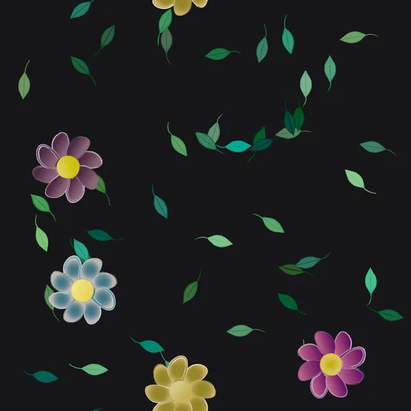 Bloemen Met Bladeren Naadloze Achtergrond Vector Illustratie — Stockvector