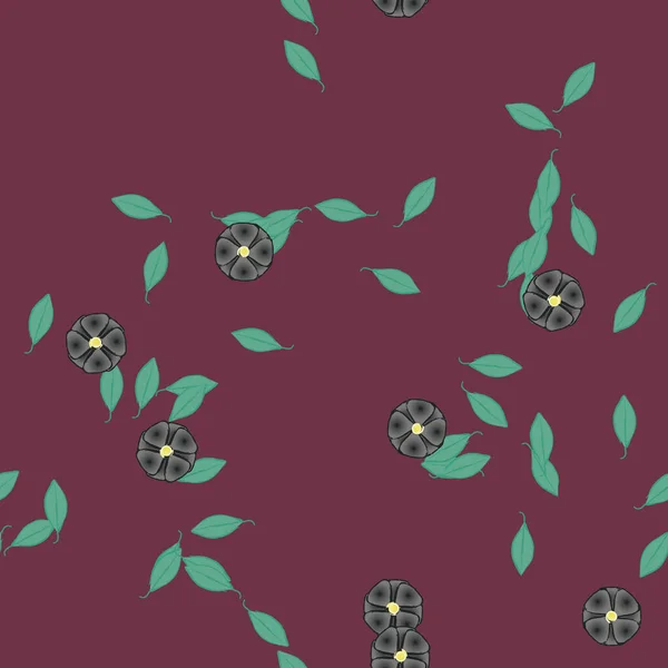 Flores Con Hojas Fondo Sin Costuras Ilustración Vectorial — Vector de stock