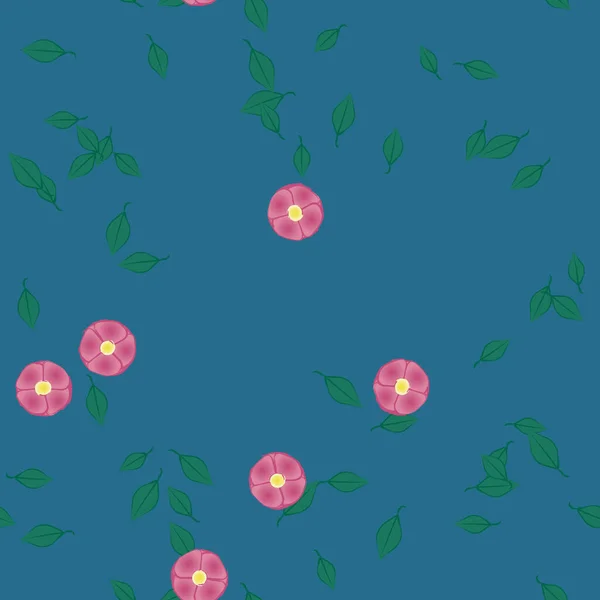 Flores Abstractas Con Hojas Verdes Patrón Sin Costura Ilustración Vectorial — Vector de stock