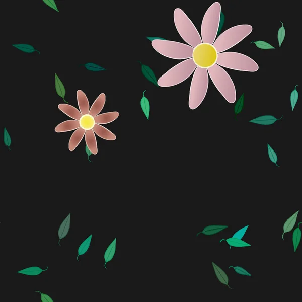 Flores Con Hojas Fondo Sin Costuras Ilustración Vectorial — Vector de stock