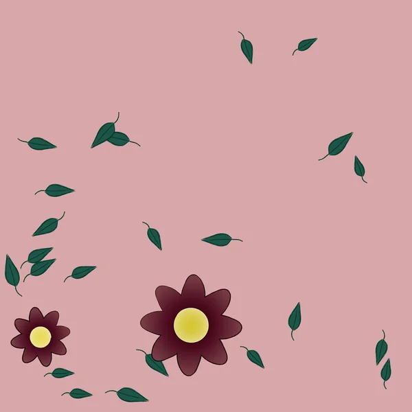 Flores Abstractas Con Hojas Verdes Patrón Sin Costura Ilustración Vectorial — Vector de stock