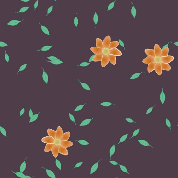 Fleurs Avec Feuilles Fond Sans Couture Illustration Vectorielle — Image vectorielle