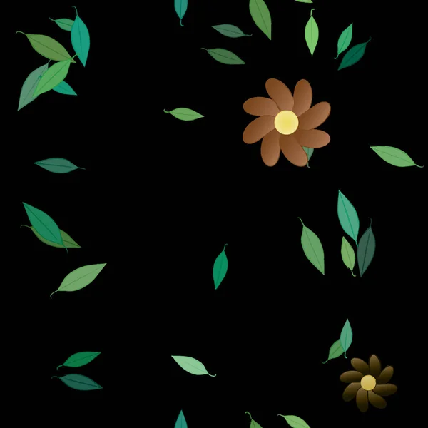 Абстрактні Квіти Зеленим Листям Безшовний Візерунок Векторні Ілюстрації — стоковий вектор