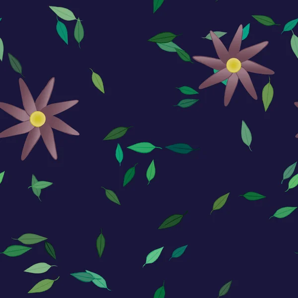 Fleurs Avec Feuilles Fond Sans Couture Illustration Vectorielle — Image vectorielle