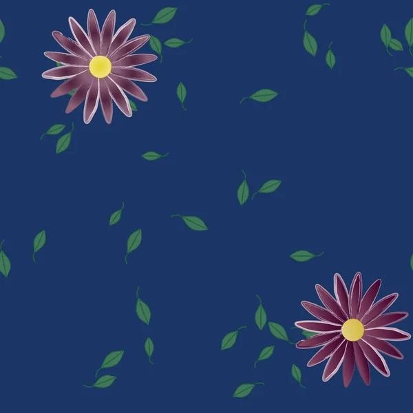 Flores Com Folhas Sem Costura Fundo Ilustração Vetorial — Vetor de Stock