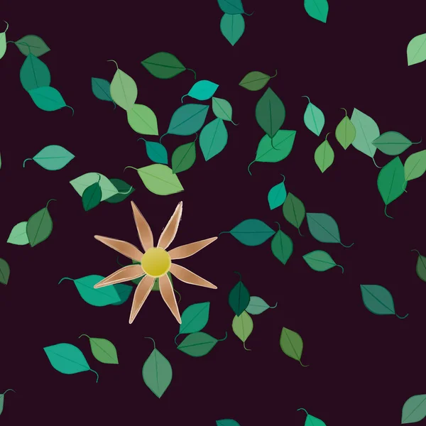 Flores Con Hojas Fondo Sin Costuras Ilustración Vectorial — Vector de stock