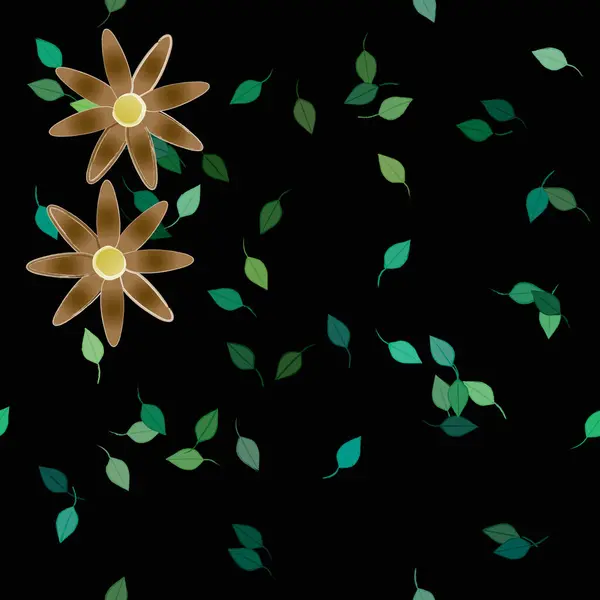 Flores Con Hojas Fondo Sin Costuras Ilustración Vectorial — Vector de stock