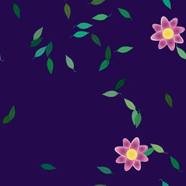 Flores Con Hojas Fondo Sin Costuras Ilustración Vectorial — Archivo Imágenes Vectoriales