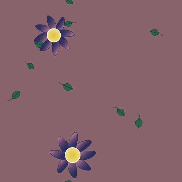 Fleurs Abstraites Avec Des Feuilles Vertes Motif Sans Couture Illustration — Image vectorielle