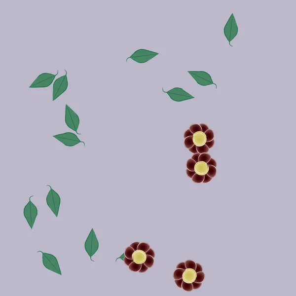 Fleurs Avec Feuilles Fond Sans Couture Illustration Vectorielle — Image vectorielle