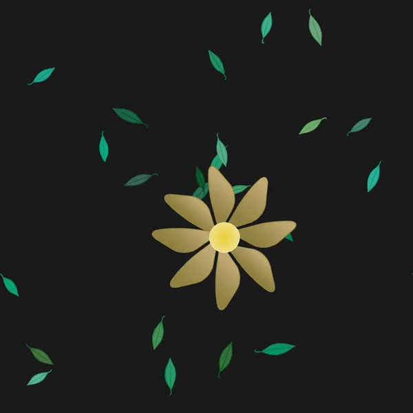 Fleurs Abstraites Avec Des Feuilles Vertes Motif Sans Couture Illustration — Image vectorielle