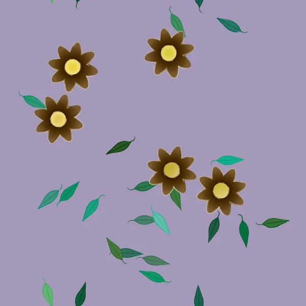 Flores Con Hojas Fondo Sin Costuras Ilustración Vectorial — Vector de stock