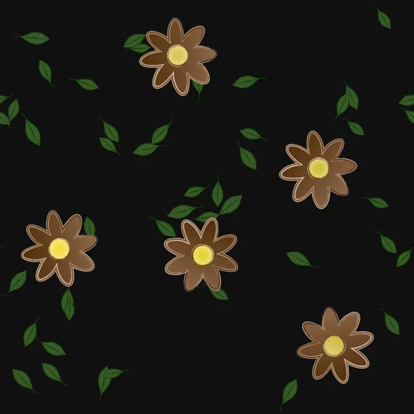 Flores Con Hojas Fondo Sin Costuras Ilustración Vectorial — Vector de stock