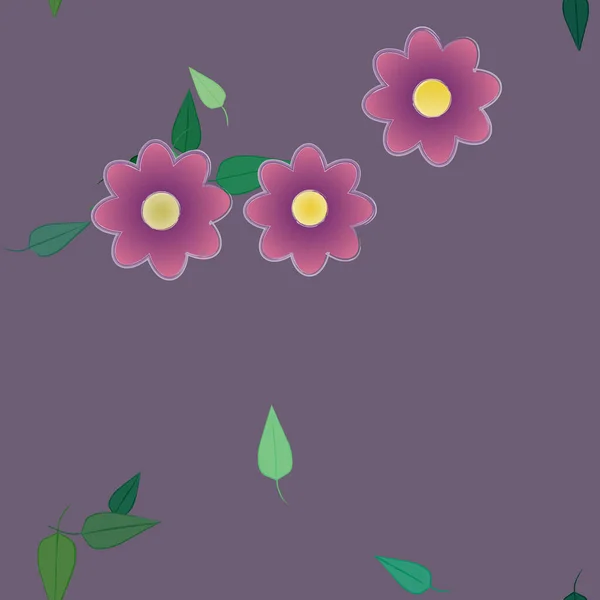 Flores Con Hojas Fondo Sin Costuras Ilustración Vectorial — Vector de stock