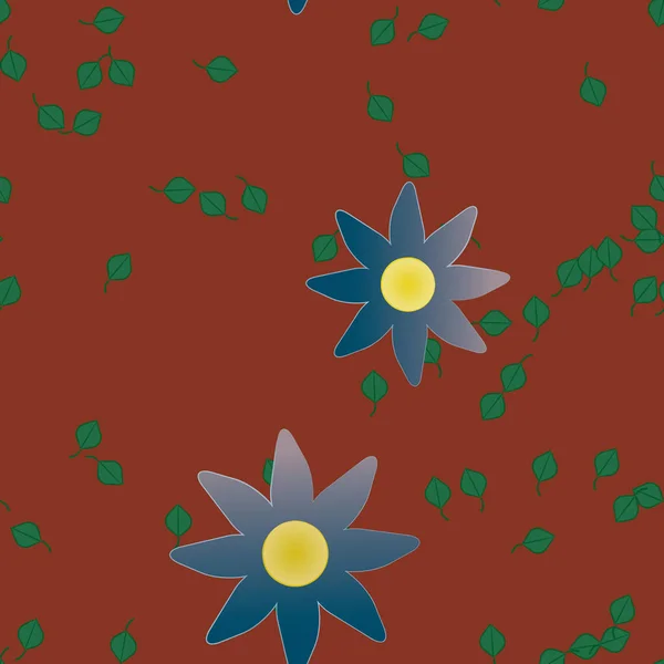 Flores Con Hojas Fondo Sin Costuras Ilustración Vectorial — Vector de stock